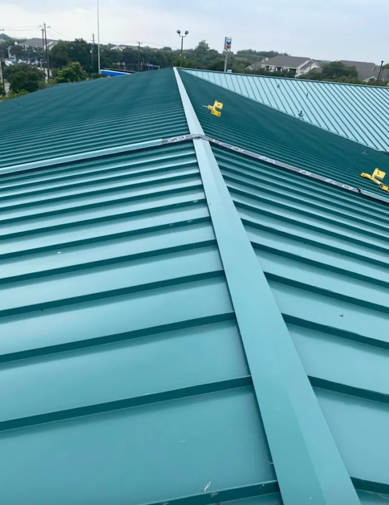 Green commercial metal roof ridge and valley for Metal Roof Repair in Sultan
